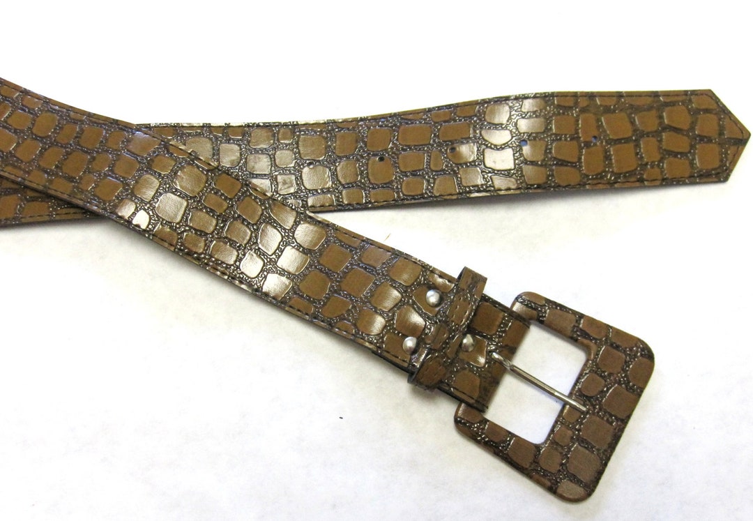 Faux Croc Wide Stretch Belt