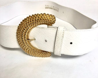 Wide White Leather Belt Sz L The Limited