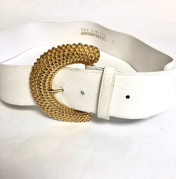 Wide White Leather Belt Sz L The Limited