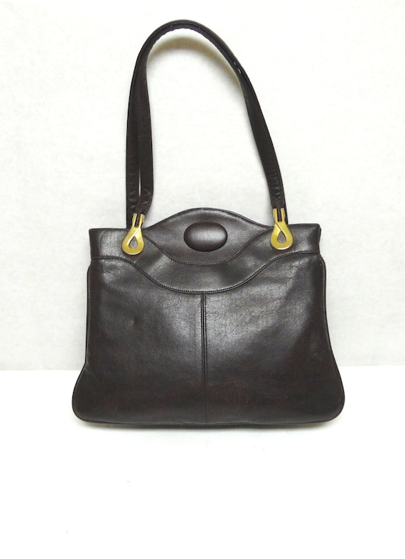 Expresso Brown Leather Purse Ann Taylor Handbag W… - image 1