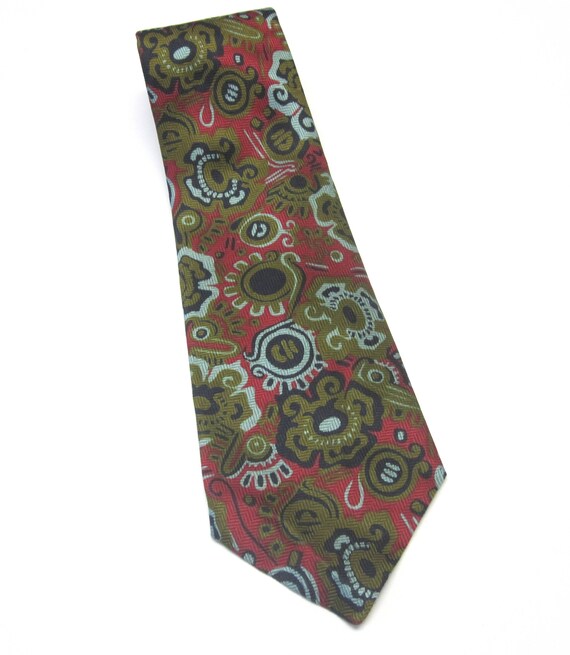 Pierre Cardin Necktie Red Blue Olive Black Neck T… - image 1