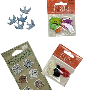 Novelty Buttons Your Choice Cats Monsters Animal Flowers Birds Shapes Shank Button Embellishment For Sewing Crafts