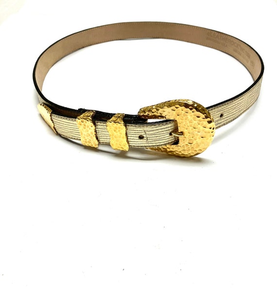 Gold Leather Belt - Gem