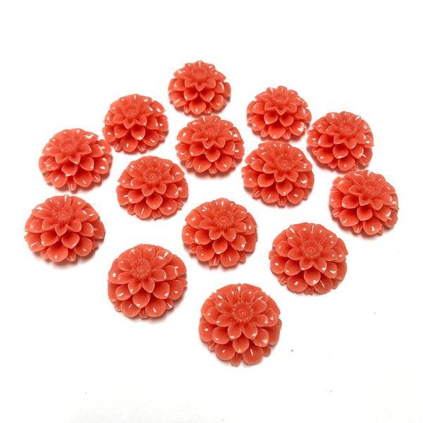 Flower Cabochons, 14 32MM Dahlia Chrysanthemum Flower Cabs, Large Chrysanthemum Flatbacks, Mum Shaped, Mum Cabochons