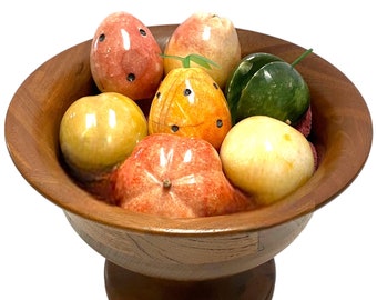 Italian Alabaster Fruit Hand Carved Marble Stone Vintage