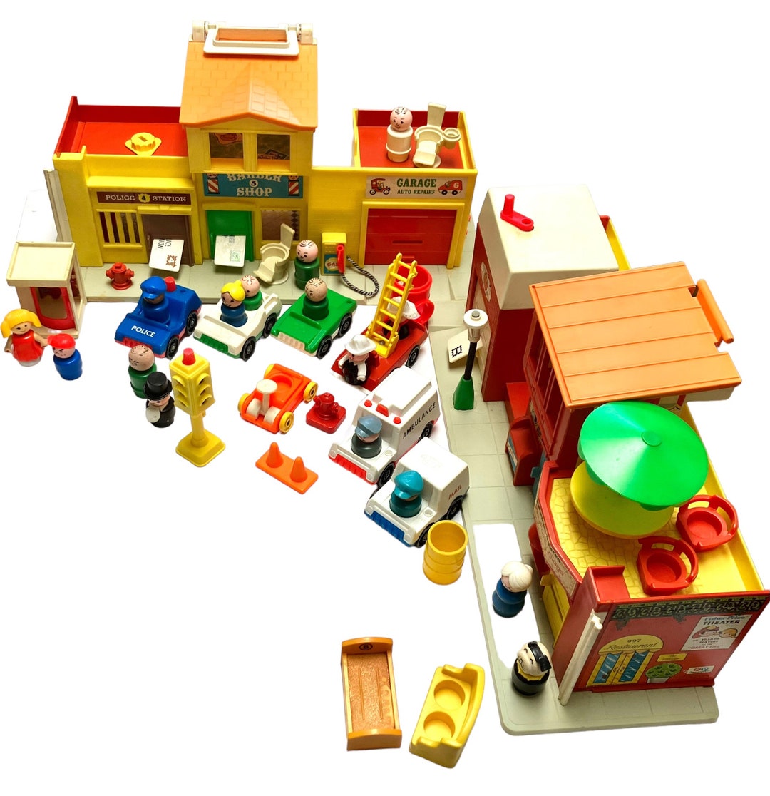 Vintage Fisher Price Play Family Village With Many Parts Etsy
