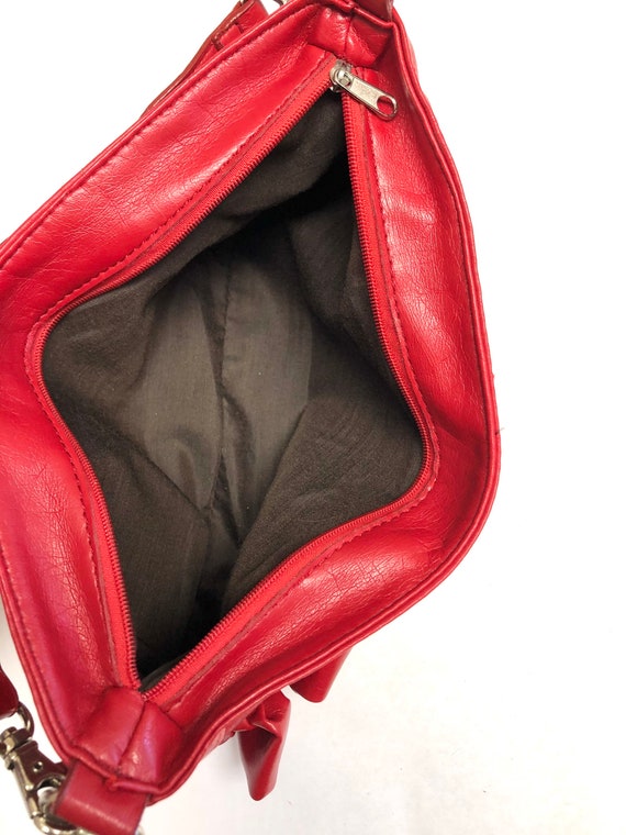 Bright Red Purse Handbag Y2K Faux Leather Handbag - image 5