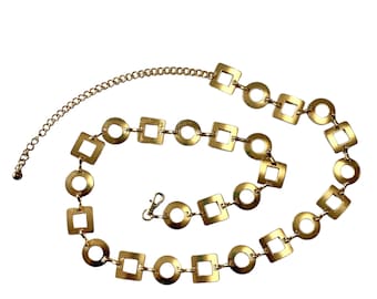 Gold Chain Belt Circles and Squares B8