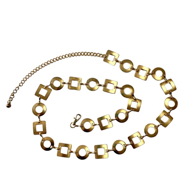Gold Chain Belt Circles and Squares B8