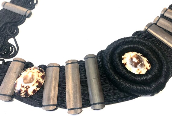 Wide Black Belt With Shells And Tassel Fringe Siz… - image 5