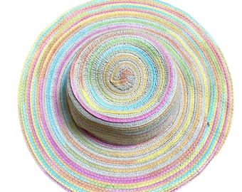 Pastel Rainbow Floppy Brim Hat Wide Brimmed Hat