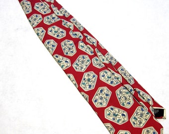 Red Silk Necktie Vintage Regatta Designer Neck Tie T1