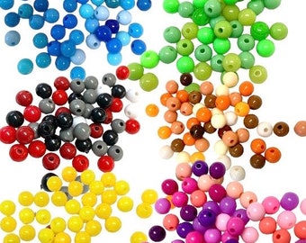 6mm Multicolored Gumball Beads, 50 Count Round Acrylic Loose Beads, Bubblegum Beads, Choose Your Mix  Smooth Round Plastic Beads PB3