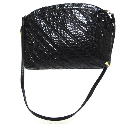 Black Snakeskin Purse Vintage Supreme Handbag Sho… - image 1