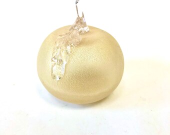 Frosted Glass Golden Apple Paper Weight Paperweight Figurine