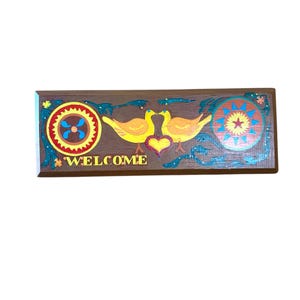 Hex Sign Pennsylvania Dutch Double Distlefink Welcome Wilkum Handpainted RV Camper