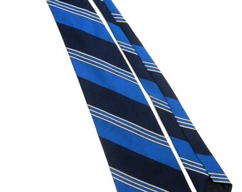 Vintage Blue Striped Necktie Neck Tie T1