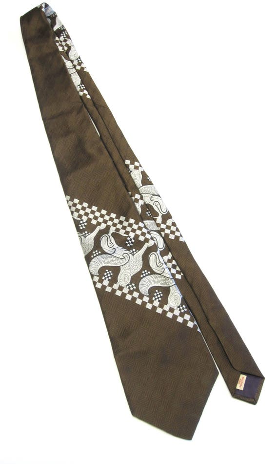 Brown Silver Necktie Egyptian Theme Vintage Thoma… - image 3