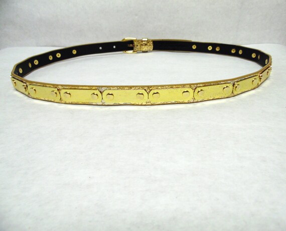 Thin Gold Belt Skinny Shiny Metal Size L Vintage … - image 3