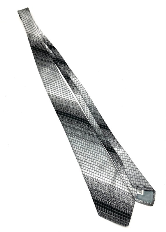 Black Silver Necktie 3" x 57" Vintage Damon Men's… - image 3