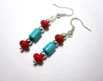 Cowgirl Earrings Western Jewelry Turquoise Blue Red