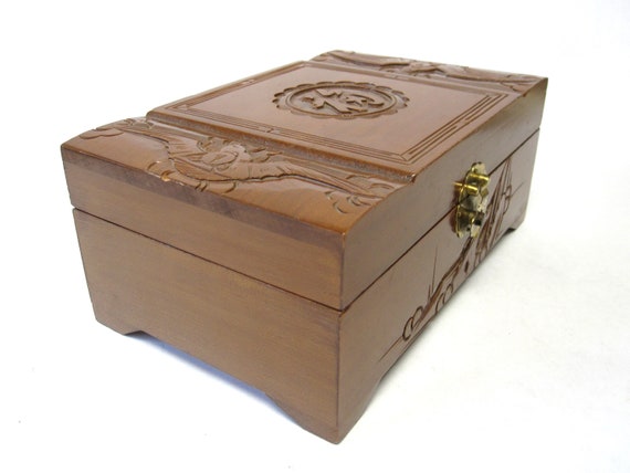 Oriental Jewelry Box Carved Wood - image 2