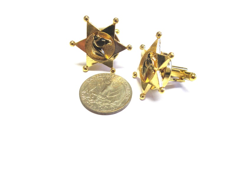 Horse Cuff Links Cowboy Western Cufflinks Gold Marshal Sheriff Badge