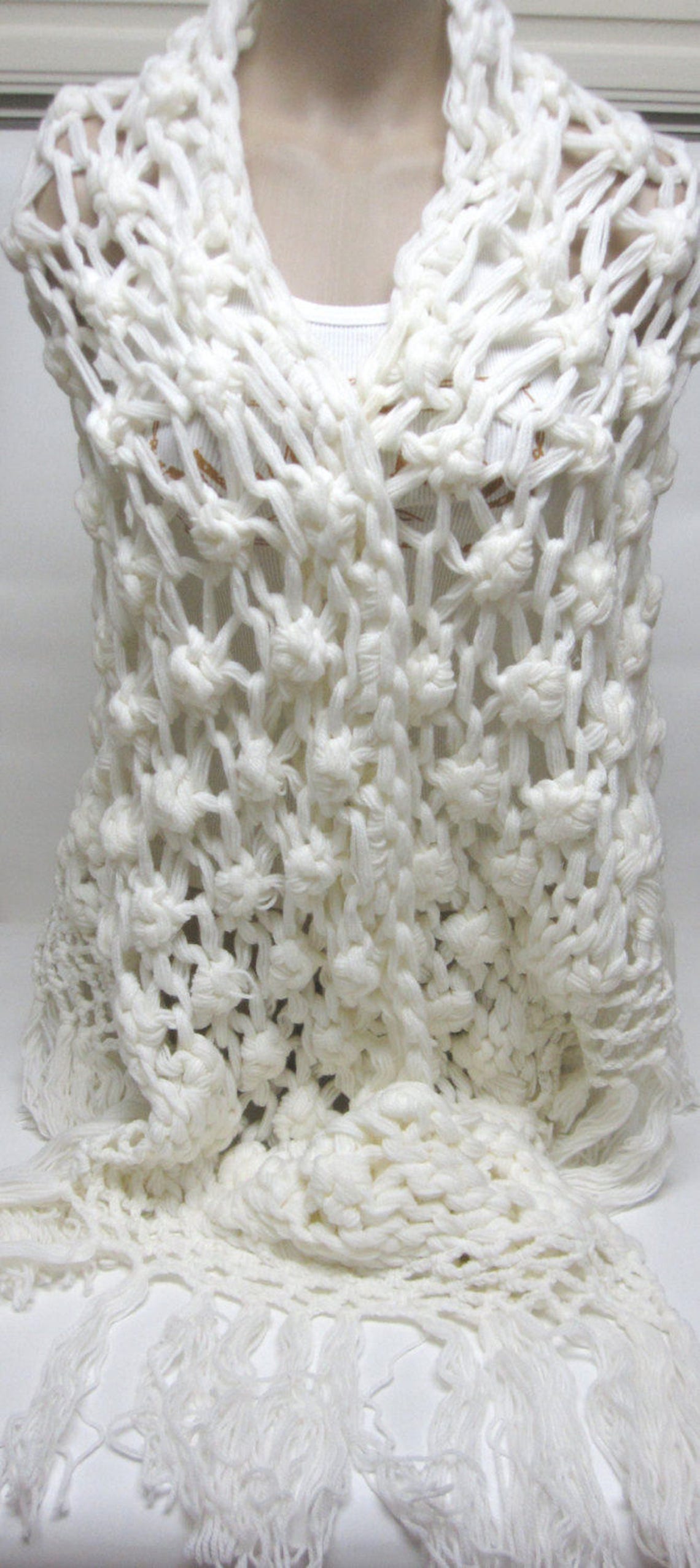 Irish Wool Shawl White Hand Crocheted Dublin Ireland Rosin Etsy