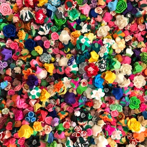 Flower Beads 30pcs 8mm-20mm Randomly Mixed Polymer Clay Flower Loose Spacer Beads Kawaii Flowers