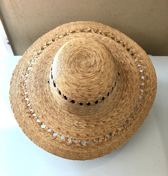 Wide Brimmed Hat Straw Natural Fiber Weave Sun Ha… - image 3