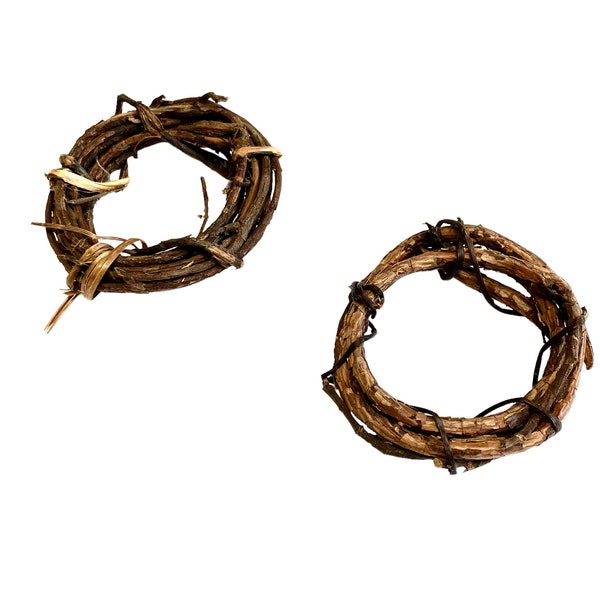 Miniature Grapevine Wreath 2" Dia. Set of 2 For Fairy House Doll House Crafts