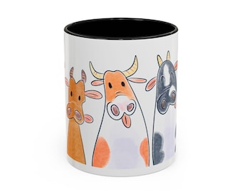 Cow Trio Ceramic Coffee Mug | Farmhouse Kitchen Decor