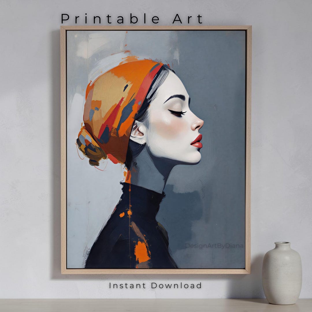 Abstract Woman Portrait Printable Art, Minimalist Wall Decor, Boho ...