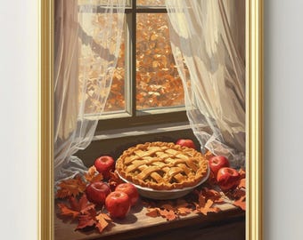 Vintage Apple Pie Fall Kitchen Print | Thanksgiving Wall Art | Autumn Decor (Digital Download)
