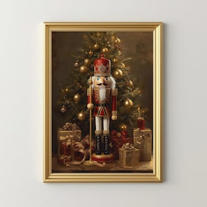 Nutcracker Christmas Art Print | Vintage Holiday Decor | Winter Printable | Nutcracker Painting