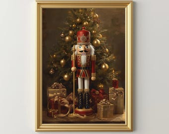 Nutcracker Christmas Art Print | Vintage Holiday Decor | Winter Printable | Nutcracker Painting