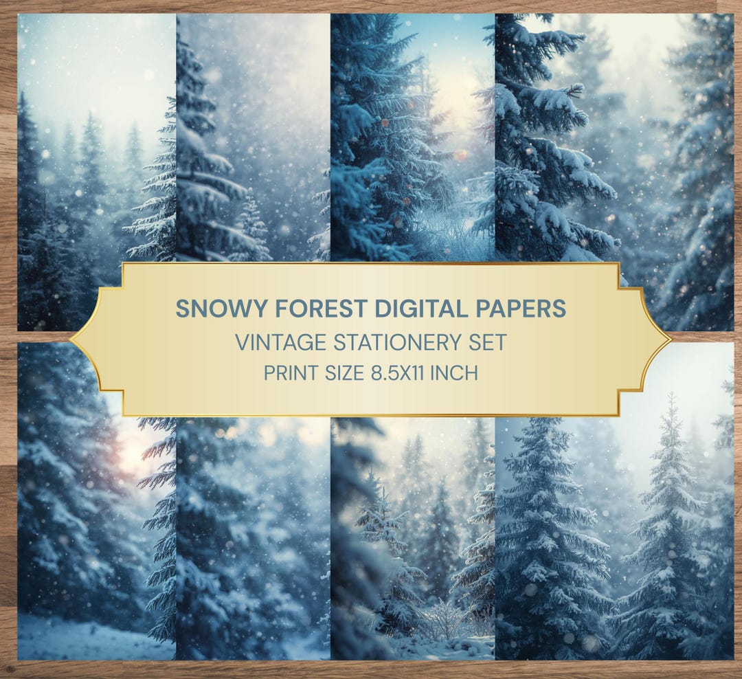 Snow Bottom Paper Winter Snow Digital Paper | Snowy Forest Backgrounds | Junk Journal Kit ...