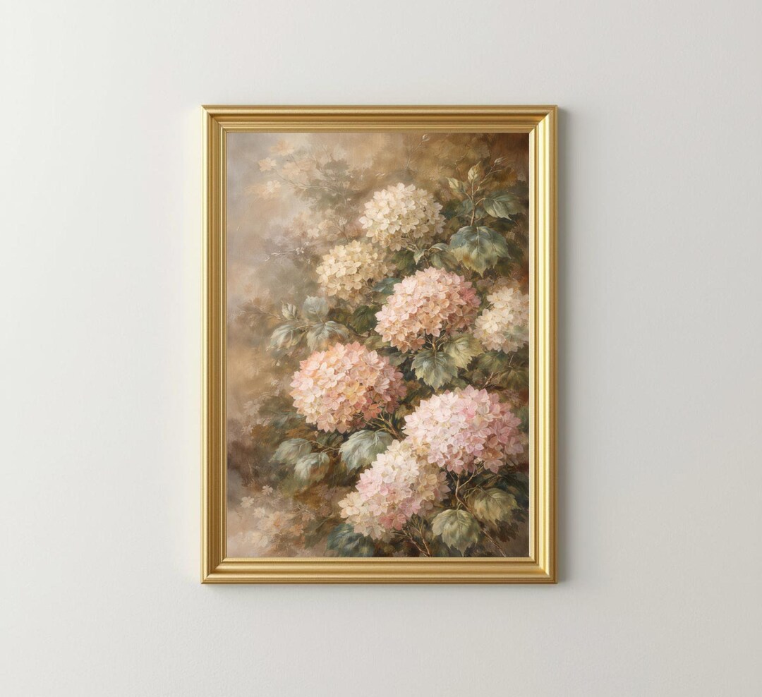 Printable Hydrangea Wall Art | Vintage Hydrangea Floral Art | Neutral ...