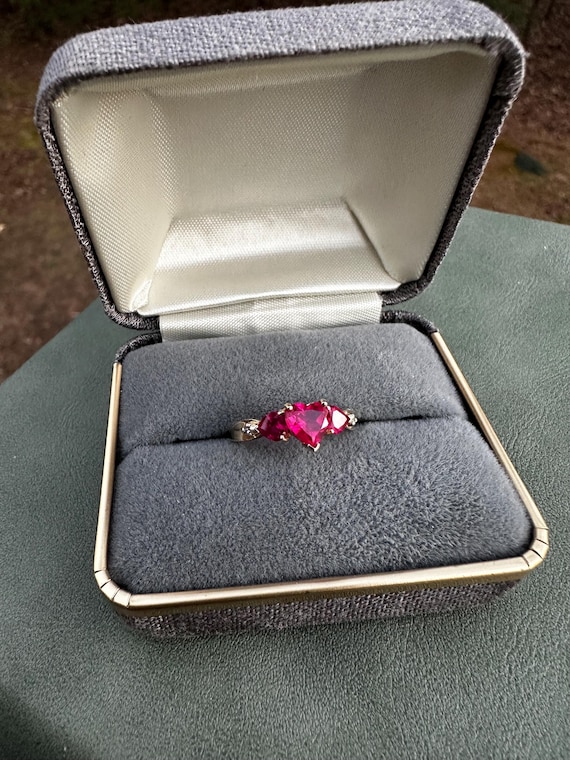 10k Ruby and Diamond Heart Statement Ring | Valen… - image 7