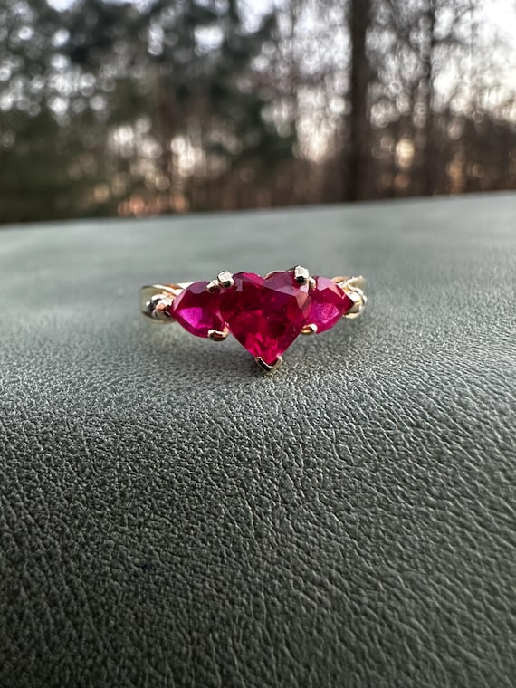 10k Ruby and Diamond Heart Statement Ring | Valen… - image 4