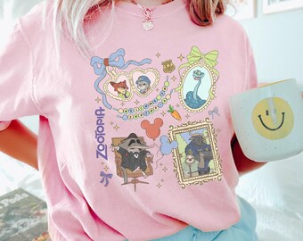 Coquette Bow Disney Zootopia 2 Characters Shirt, Comfort Colors Judy Nick and Gary Tee, 414662