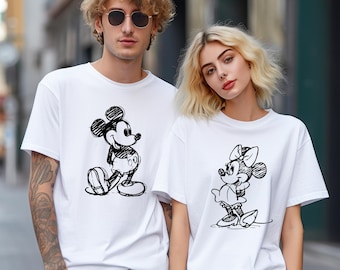 Comfort Colors® Disney Mickey And Minnie Mouse Vintage Sketch Shirt, Mickey Vintage Shirt, Minnie Vintage Shirt, Mickey Sketch Shirt 411134