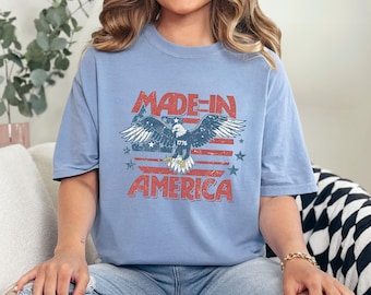 Made in America Eagle Shirt, Comfort Colors Vintage Patriotic 1776 Tee, 413219