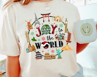 Disney Epcot Joy The World Christmas Shirt, Epcot Global Landmarks Christmas Shirt, Epcot World Showcase Landmarks, Comfort Colors 211951