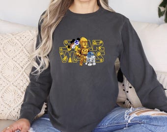 C3PO R2D2 Droids Mickey Balloon Retro Shirt,  Comfort Colors Star Wars Gift Tee, 411310