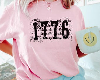 Vintage 1776 Text Shirt, Comfort Colors Sestercentennial Patriotic Tee, 413200