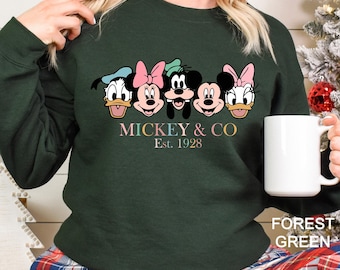 Mickey and Co Sweatshirt, Vintage Disney Squad Crewneck, Magic Kingdom Family Trip, Est 1928 Theme Park Vacation Outfit, 412280