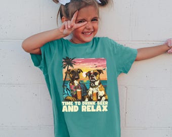 Time To Drink Beer Relax Shirt, Comfort Colors Dog Lover Summer Beach Tee, 415986