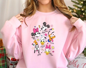 Mickey and Friends Signatures Sweatshirt, Disney Characters Hoodie, 413158
