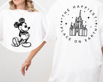 Custom Mickey Minnie Shirt, Comfort Colors Happiest Place on Earth Disney Castle Tee, 414477